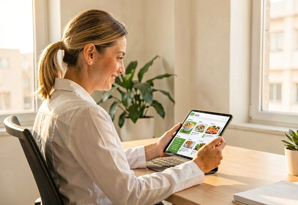 خبير تغذية يعمل على منصة رقمية